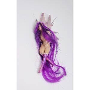 OOAK hand Crafted Sleeping Fairy Butterfly Wings Purple Hair Pixi Fae
